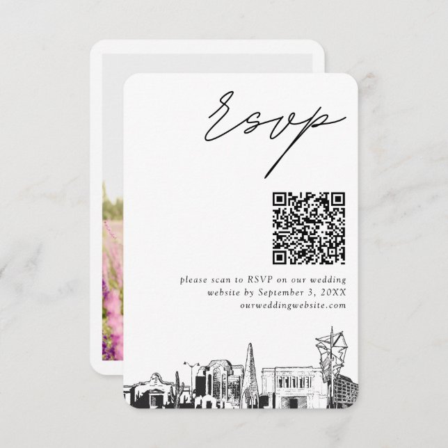 Mesa Arizona Wedding RSVP QR Code Small Begleitkarte (Vorne/Hinten)
