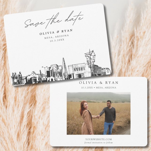 Mesa Arizona Wedding Skyline Save the Date Einladung (Mesa Arizona Save the Date Wedding Invitation)