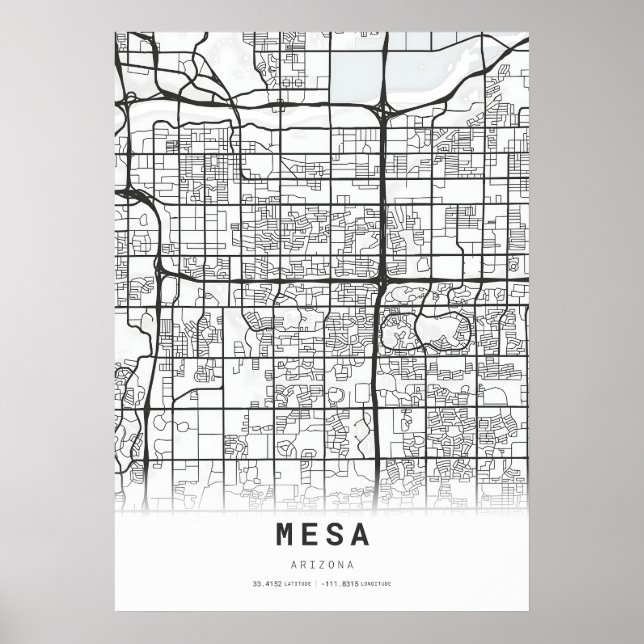 Mesa City Map Poster (Vorne)