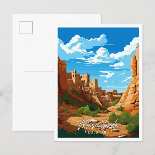 Mesa Verde Colorado Vintage Illustration Postkarte