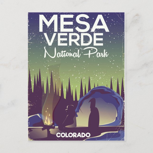 Mesa Verde National Park Camping Reiseplakat Postkarte (Vorderseite)