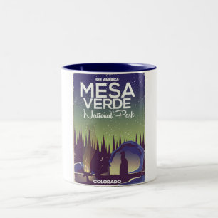 Mesa Verde National Park Camping Reiseplakat Zweifarbige Tasse