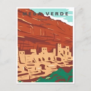 Mesa Verde Nationalpark Colorado Farbige Vintage-A Postkarte