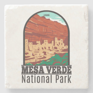 Mesa Verde Nationalpark Colorado Farbige Vintage-A Steinuntersetzer
