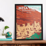 Mesa Verde Nationalpark Colorado Vintag Poster<br><div class="desc">Mesa Verde Vektorgrafik Design. Der Park ist bekannt für seine gut erhaltenen Ancestral Pueblo Klippen,  insbesondere das riesige Cliff Palace.</div>