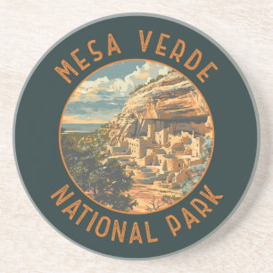 Mesa Verde Nationalpark Retro Distressed Circle Getränkeuntersetzer