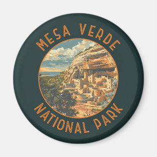 Mesa Verde Nationalpark Retro Distressed Circle Magnet