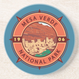 Mesa Verde Nationalpark Retro Kompass Emblem Getränkeuntersetzer
