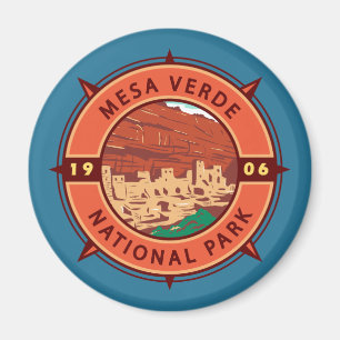 Mesa Verde Nationalpark Retro Kompass Emblem Magnet