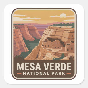 Mesa Verde Nationalpark Vintage-Abzeichen Quadratischer Aufkleber