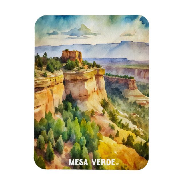 Mesa Verde Nationalpark Wasserfarben Malerei Magnet (Vertikal)