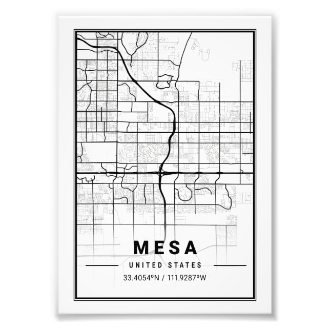 Mesa - Vereinigte Staaten - Ligth City Map Fotodruck (Vorne)