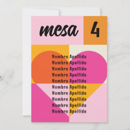 Mesero Boda Festivalera Lista Nombres Seating Plan Einladung