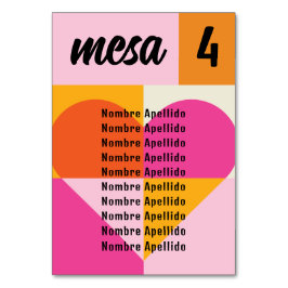 Mesero Boda Festivalera Lista Nombres Seating Plan Tischnummer