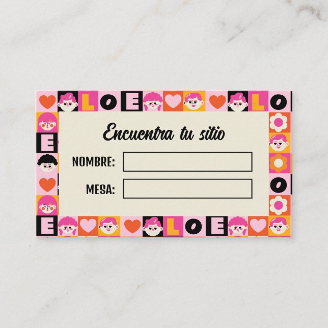 Meseros Seating Plan Boda Original Divertida Platzkarte (Vorderseite)
