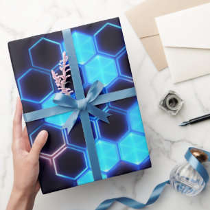 Mesmerisieren von Holografisch Cyberpunk Hexagon T Geschenkpapier