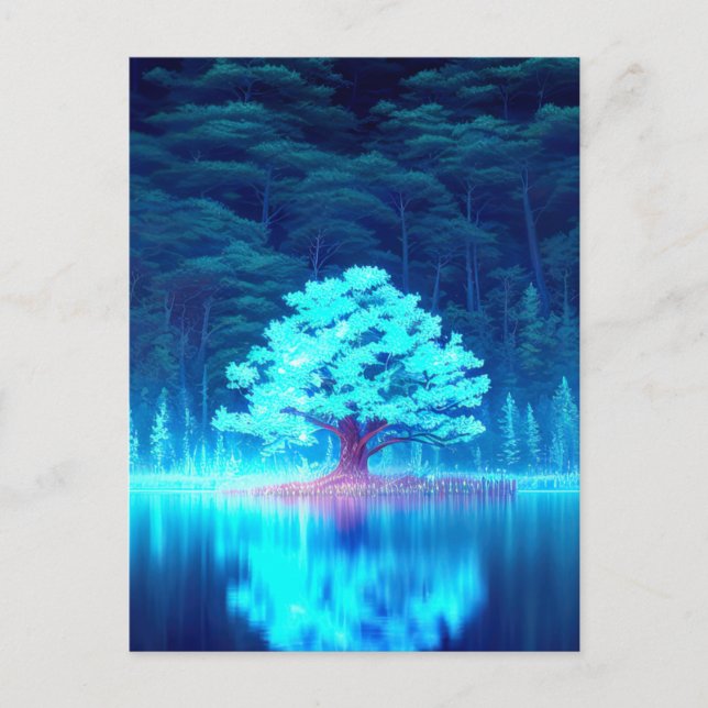 Mesmerisierender Blauer Tree auf dem Azurblau Postkarte (Vorderseite)