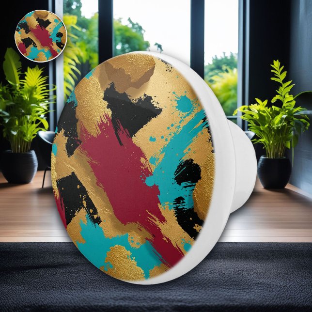 Mesmerisierendes goldenes Schwammpaint-Muster - Fe Keramikknauf (Von Creator hochgeladen)