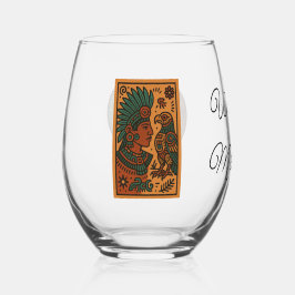 Mesoamerican Emperor Medallion Aztec/Mayan Person Weinglas Ohne Stiel