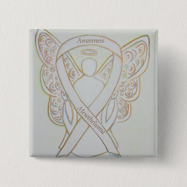 Mesotheliom Awareness Ribbon Angel Button (Vorderseite)