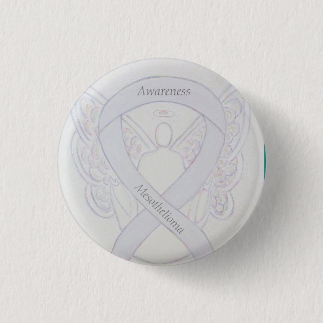 Mesotheliom Awareness Ribbon Angel Button (Vorderseite)