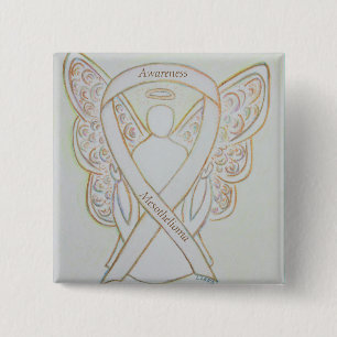 Mesotheliom Awareness Ribbon Engel Button