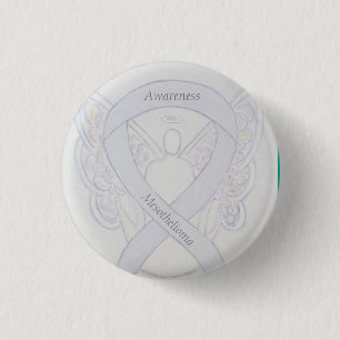 Mesotheliom Awareness Ribbon Engel Button