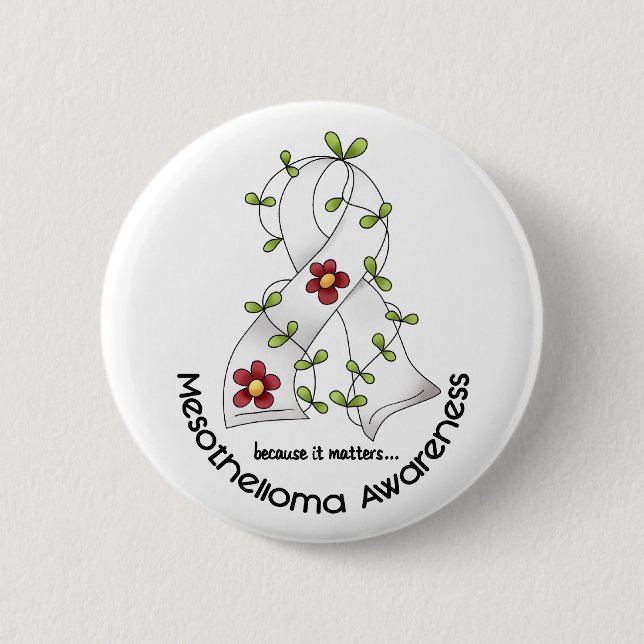 Mesotheliom-Blumen-Band 1 Button (Vorderseite)