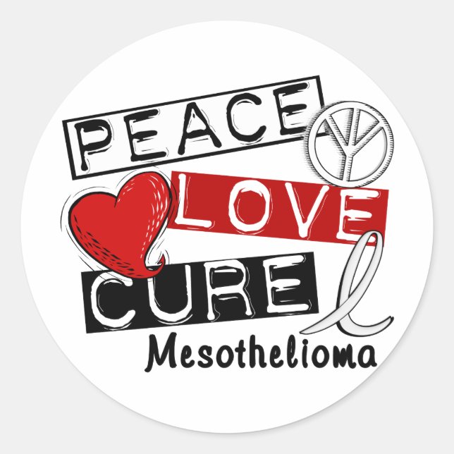 Mesotheliom PEACE LIEBE CURE 1 Runder Aufkleber (Vorderseite)