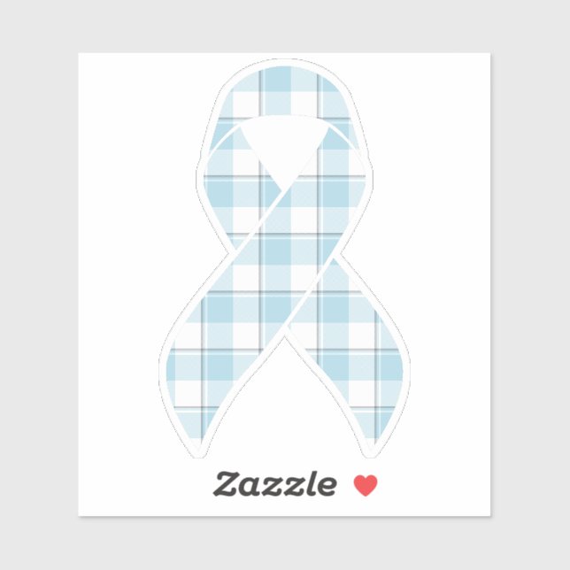 Mesothelioma Awareness Plaid Light Blue Ribbon Aufkleber (Blatt)
