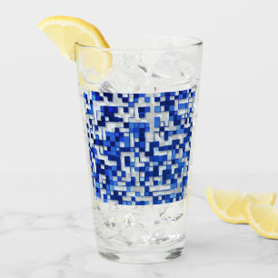 Mess kleiner Quadrate, blau mit weiß Glas