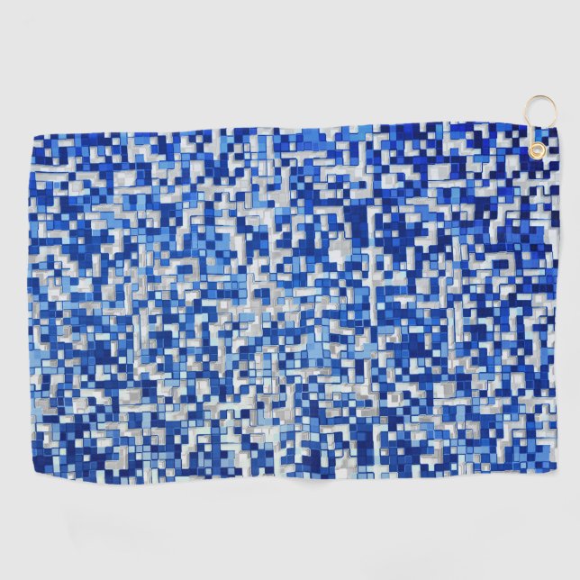 Mess kleiner Quadrate, blau mit weiß Golfhandtuch (Horizontal)