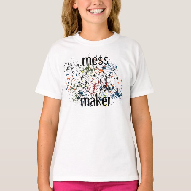 Mess Maker Messer farbenfrohe Paint-Spritzer T-Shirt (Vorderseite)