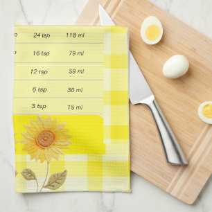 Mess-Sonne-Gelb-Gingham-Logo Geschirrtuch