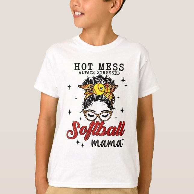 Mess stress immer betressen Softball Mama T-Shirt (Vorderseite)