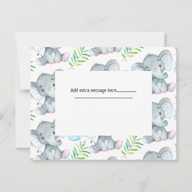 Message Elephant Baby Dusche Danke Karte (Rückseite)