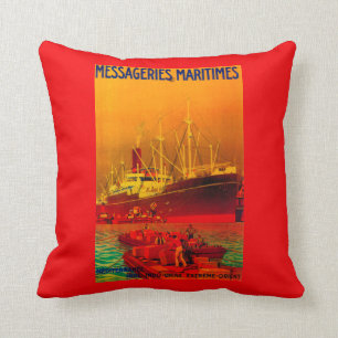 Messageries Maritimes Vintage Poster Europa Kissen