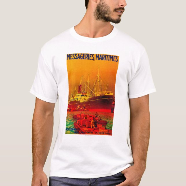 Messageries Maritimes Vintages PosterEurope T-Shirt (Vorderseite)