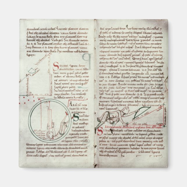 Messdiagramme und Textzeichnungen (Pergament) Magnet (Vorne)