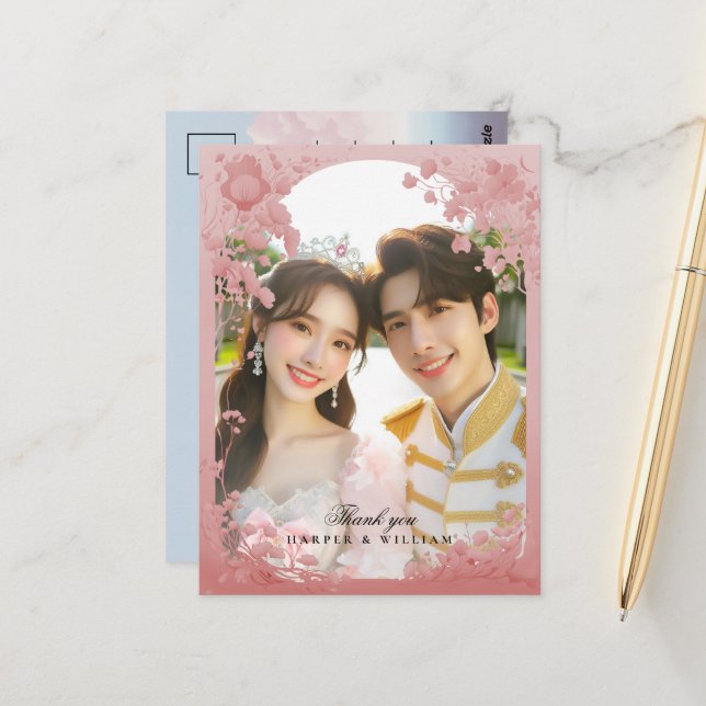 Messe danke Ihnen Foto Hochzeit Postkarte (Vorderseite/Rückseite Beispiel)