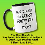 Messe Dinkum BESTER FOOTY FAN in Straya Tasse<br><div class="desc">Für die BESTE FOOTY FAN in Australien - - Sie können alle Texte bearbeiten,  um Ihre eigene Nachricht zu machen</div>