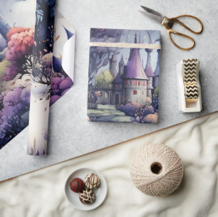 Messe in Fairyland Dark Blue Lila und grün Geschenkpapier