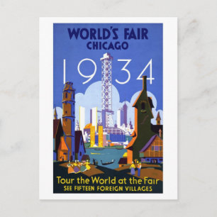 Messe Vintag Chicago World 1934 Ad Postkarte