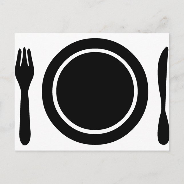 Messer, Gabel und Tafel. Postkarte (Vorderseite)