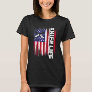 Messer Leben US-Flagge Messerfanatiker Messer Sa T-Shirt