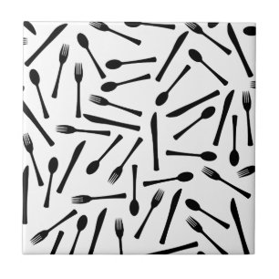 Messergabel und Spoon Hintergrund Fliese