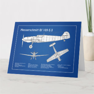 Messerschmitt Bf 109 - Flugzeug-Blueprint ABD Dankeskarte