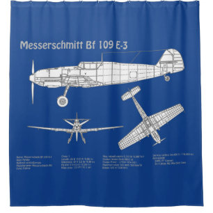 Messerschmitt Bf 109 - Flugzeug-Blueprint ABD Duschvorhang