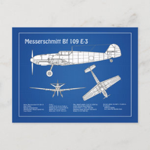 Messerschmitt Bf 109 - Flugzeug-Blueprint ABD Postkarte