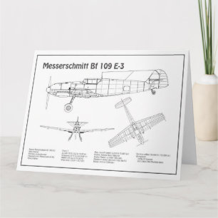 Messerschmitt Bf 109 - Flugzeug-Blueprint BD Dankeskarte